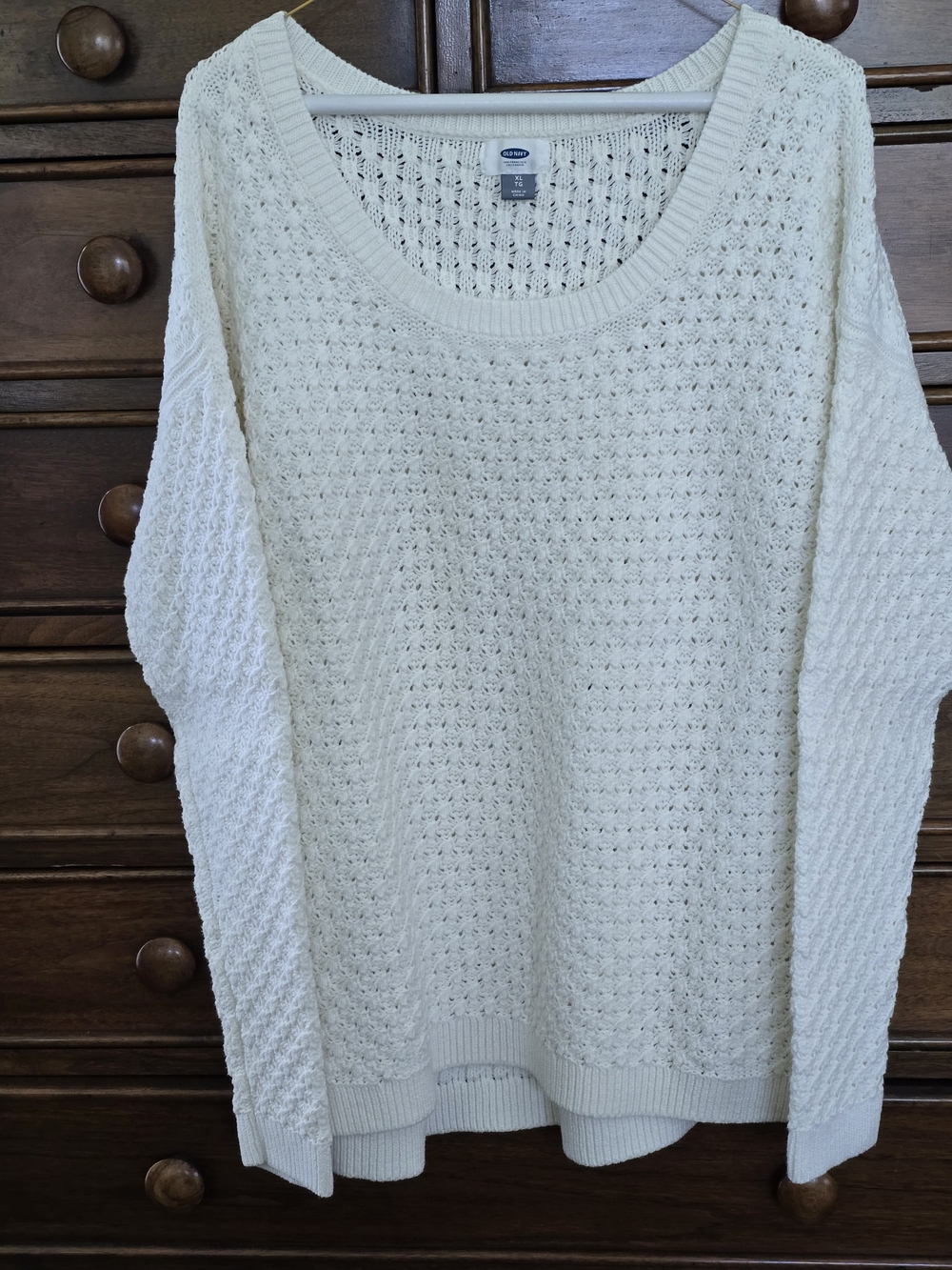 Old Navy Creamy Whiye Open-Knit Scoop-Neck Pullover Sweater